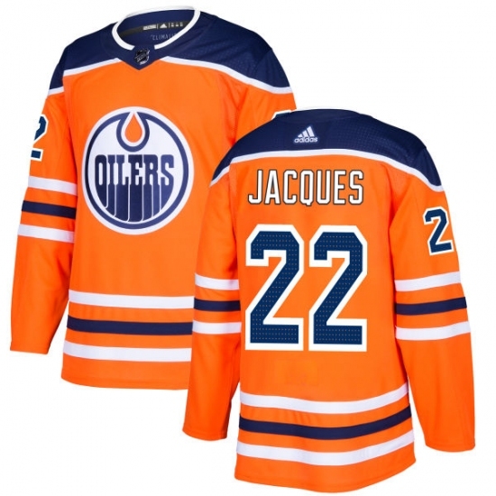 Men's Adidas Edmonton Oilers #22 Jean-Francois Jacques Authentic Orange Home NHL Jersey Men's Adidas Edmonton Oilers #22 Jean-Francois Jacques Authentic Orange Home NHL Jersey