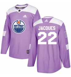 Men's Adidas Edmonton Oilers #22 Jean-Francois Jacques Authentic Purple Fights Cancer Practice NHL Jersey