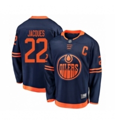Men's Edmonton Oilers #22 Jean-Francois Jacques Authentic Navy Blue Alternate Fanatics Branded Breakaway Hockey Jersey