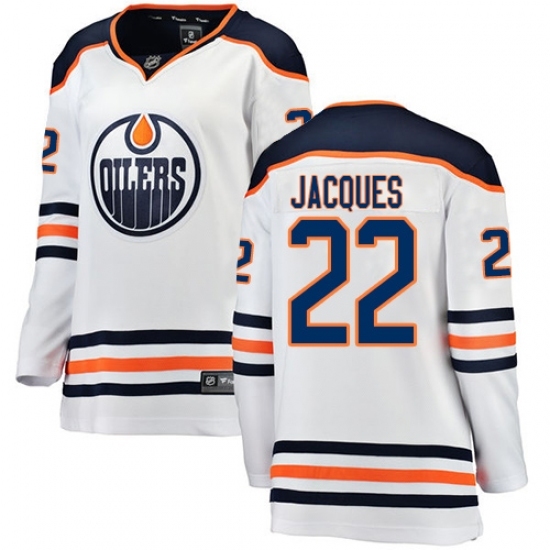 Women's Edmonton Oilers #22 Jean-Francois Jacques Authentic White Away Fanatics Branded Breakaway NHL Jersey Women's Edmonton Oilers #22 Jean-Francois Jacques Authentic White Away Fanatics Branded Breakaway NHL Jersey