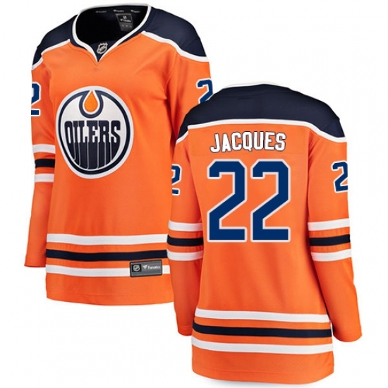 Women's Edmonton Oilers #22 Jean-Francois Jacques Fanatics Branded Orange Home Breakaway NHL Jersey Women's Edmonton Oilers #22 Jean-Francois Jacques Fanatics Branded Orange Home Breakaway NHL Jersey