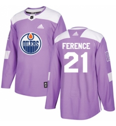 Men's Adidas Edmonton Oilers #21 Andrew Ference Authentic Purple Fights Cancer Practice NHL Jersey