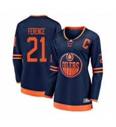 Women's Edmonton Oilers #21 Andrew Ference Authentic Navy Blue Alternate Fanatics Branded Breakaway Hockey Jersey