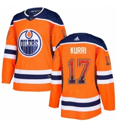 Men's Adidas Edmonton Oilers #17 Jari Kurri Authentic Orange Drift Fashion NHL Jersey