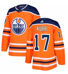 Men's Adidas Edmonton Oilers #17 Jari Kurri Authentic Orange Home NHL Jersey