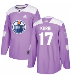 Men's Adidas Edmonton Oilers #17 Jari Kurri Authentic Purple Fights Cancer Practice NHL Jersey