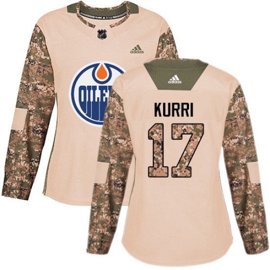 Women's Adidas Edmonton Oilers #17 Jari Kurri Authentic Camo Veterans Day Practice NHL Jersey Women's Adidas Edmonton Oilers #17 Jari Kurri Authentic Camo Veterans Day Practice NHL Jersey