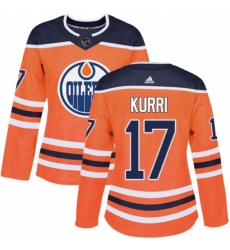 Women's Adidas Edmonton Oilers #17 Jari Kurri Authentic Orange Home NHL Jersey