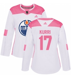 Women's Adidas Edmonton Oilers #17 Jari Kurri Authentic White/Pink Fashion NHL Jersey