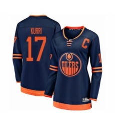 Women's Edmonton Oilers #17 Jari Kurri Authentic Navy Blue Alternate Fanatics Branded Breakaway Hockey Jersey