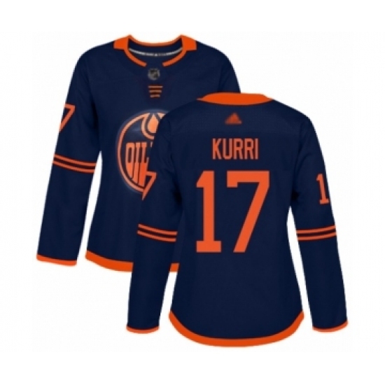 Women's Edmonton Oilers #17 Jari Kurri Authentic Navy Blue Alternate Hockey Jersey Women's Edmonton Oilers #17 Jari Kurri Authentic Navy Blue Alternate Hockey Jersey