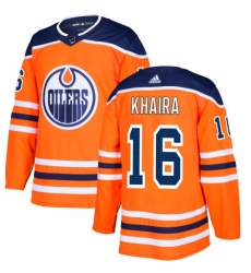 Men's Adidas Edmonton Oilers #16 Jujhar Khaira Authentic Orange Home NHL Jersey