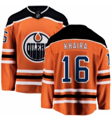 Men's Edmonton Oilers #16 Jujhar Khaira Fanatics Branded Orange Home Breakaway NHL Jersey