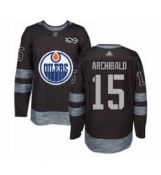 Men's Edmonton Oilers #15 Josh Archibald Authentic Black 1917-2017 100th Anniversary Hockey Jersey