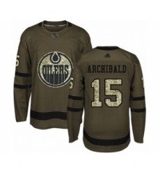 Men's Edmonton Oilers #15 Josh Archibald Authentic Green Salute to Service Hockey Jersey