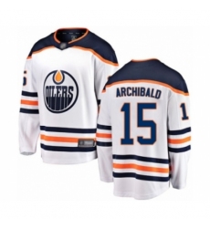 Men's Edmonton Oilers #15 Josh Archibald Authentic White Away Fanatics Branded Breakaway Hockey Jersey