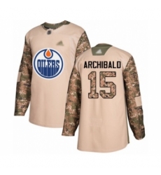 Youth Edmonton Oilers #15 Josh Archibald Authentic Camo Veterans Day Practice Hockey Jersey