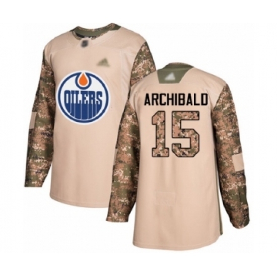 Youth Edmonton Oilers #15 Josh Archibald Authentic Camo Veterans Day Practice Hockey Jersey Youth Edmonton Oilers #15 Josh Archibald Authentic Camo Veterans Day Practice Hockey Jersey