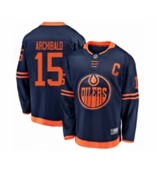 Youth Edmonton Oilers #15 Josh Archibald Authentic Navy Blue Alternate Fanatics Branded Breakaway Hockey Jersey