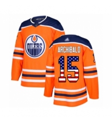 Youth Edmonton Oilers #15 Josh Archibald Authentic Orange USA Flag Fashion Hockey Jersey