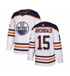 Youth Edmonton Oilers #15 Josh Archibald Authentic White Away Hockey Jersey