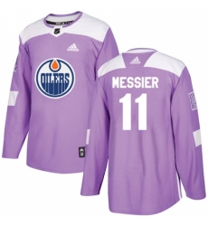 Youth Adidas Edmonton Oilers #11 Mark Messier Authentic Purple Fights Cancer Practice NHL Jersey
