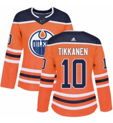 Women's Adidas Edmonton Oilers #10 Esa Tikkanen Authentic Orange Home NHL Jersey