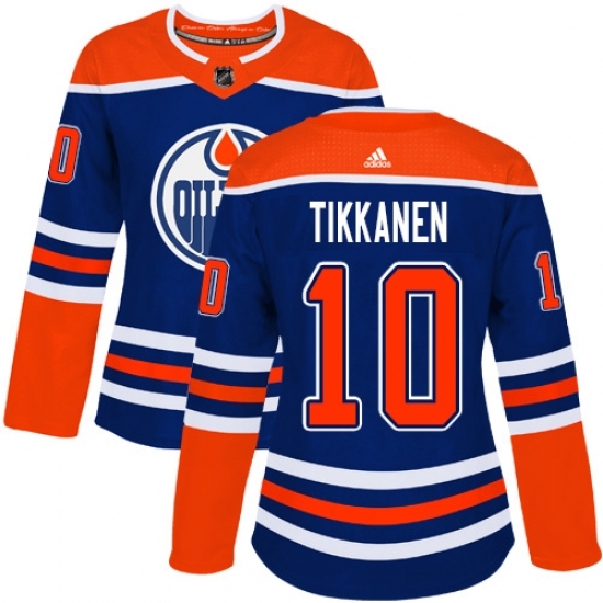 Women's Adidas Edmonton Oilers #10 Esa Tikkanen Authentic Royal Blue Alternate NHL Jersey Women's Adidas Edmonton Oilers #10 Esa Tikkanen Authentic Royal Blue Alternate NHL Jersey