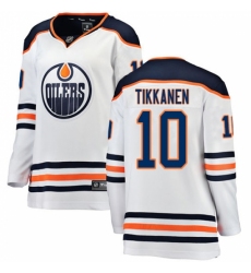 Women's Edmonton Oilers #10 Esa Tikkanen Authentic White Away Fanatics Branded Breakaway NHL Jersey