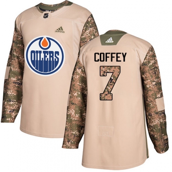 Men's Adidas Edmonton Oilers #7 Paul Coffey Authentic Camo Veterans Day Practice NHL Jersey Men's Adidas Edmonton Oilers #7 Paul Coffey Authentic Camo Veterans Day Practice NHL Jersey