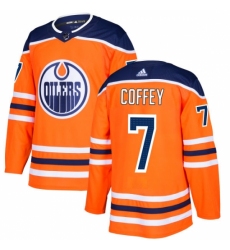 Men's Adidas Edmonton Oilers #7 Paul Coffey Authentic Orange Home NHL Jersey