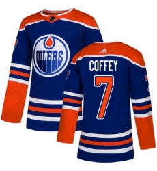 Men's Adidas Edmonton Oilers #7 Paul Coffey Premier Royal Blue Alternate NHL Jersey