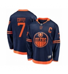 Men's Edmonton Oilers #7 Paul Coffey Authentic Navy Blue Alternate Fanatics Branded Breakaway Hockey Jersey