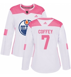 Women's Adidas Edmonton Oilers #7 Paul Coffey Authentic White/Pink Fashion NHL Jersey