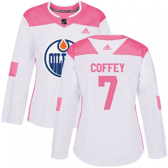 Women's Adidas Edmonton Oilers #7 Paul Coffey Authentic White/Pink Fashion NHL Jersey Women's Adidas Edmonton Oilers #7 Paul Coffey Authentic White/Pink Fashion NHL Jersey