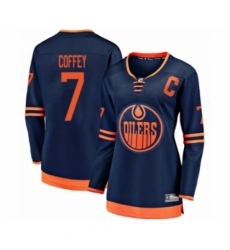 Women's Edmonton Oilers #7 Paul Coffey Authentic Navy Blue Alternate Fanatics Branded Breakaway Hockey Jersey