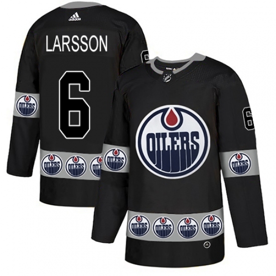 Men's Adidas Edmonton Oilers #6 Adam Larsson Authentic Black Team Logo Fashion NHL Jersey Men's Adidas Edmonton Oilers #6 Adam Larsson Authentic Black Team Logo Fashion NHL Jersey