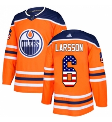 Men's Adidas Edmonton Oilers #6 Adam Larsson Authentic Orange USA Flag Fashion NHL Jersey Men's Adidas Edmonton Oilers #6 Adam Larsson Authentic Orange USA Flag Fashion NHL Jersey