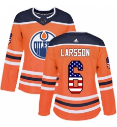 Women's Adidas Edmonton Oilers #6 Adam Larsson Authentic Orange USA Flag Fashion NHL Jersey Women's Adidas Edmonton Oilers #6 Adam Larsson Authentic Orange USA Flag Fashion NHL Jersey