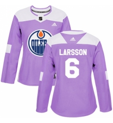 Women's Adidas Edmonton Oilers #6 Adam Larsson Authentic Purple Fights Cancer Practice NHL Jersey Women's Adidas Edmonton Oilers #6 Adam Larsson Authentic Purple Fights Cancer Practice NHL Jersey