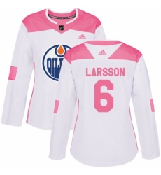 Women's Adidas Edmonton Oilers #6 Adam Larsson Authentic White/Pink Fashion NHL Jersey Women's Adidas Edmonton Oilers #6 Adam Larsson Authentic White/Pink Fashion NHL Jersey