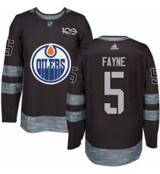 Men's Adidas Edmonton Oilers #5 Mark Fayne Authentic Black 1917-2017 100th Anniversary NHL Jersey