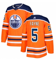Men's Adidas Edmonton Oilers #5 Mark Fayne Authentic Orange Home NHL Jersey
