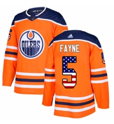 Men's Adidas Edmonton Oilers #5 Mark Fayne Authentic Orange USA Flag Fashion NHL Jersey Men's Adidas Edmonton Oilers #5 Mark Fayne Authentic Orange USA Flag Fashion NHL Jersey