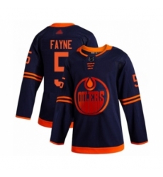 Men's Edmonton Oilers #5 Mark Fayne Authentic Navy Blue Alternate Hockey Jersey