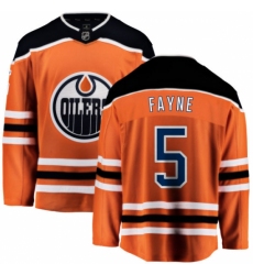 Men's Edmonton Oilers #5 Mark Fayne Fanatics Branded Orange Home Breakaway NHL Jersey