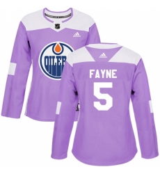 Women's Adidas Edmonton Oilers #5 Mark Fayne Authentic Purple Fights Cancer Practice NHL Jersey Women's Adidas Edmonton Oilers #5 Mark Fayne Authentic Purple Fights Cancer Practice NHL Jersey