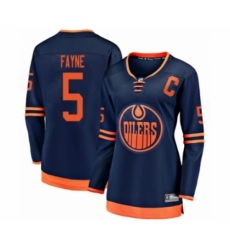 Women's Edmonton Oilers #5 Mark Fayne Authentic Navy Blue Alternate Fanatics Branded Breakaway Hockey Jersey
