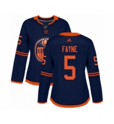 Women's Edmonton Oilers #5 Mark Fayne Authentic Navy Blue Alternate Hockey Jersey Women's Edmonton Oilers #5 Mark Fayne Authentic Navy Blue Alternate Hockey Jersey