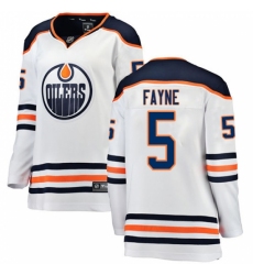 Women's Edmonton Oilers #5 Mark Fayne Authentic White Away Fanatics Branded Breakaway NHL Jersey